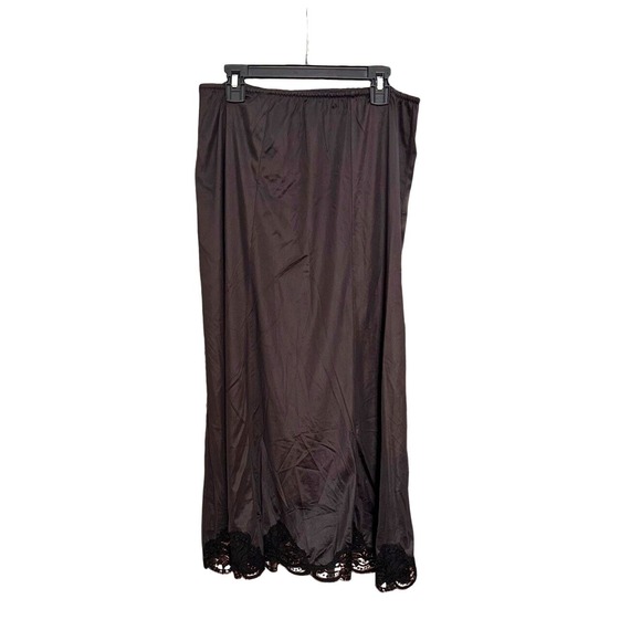 Other - VTG Y2K 90's Black Satin Midi Lace Hem Slip Skirt Whimsigoth  Layering Size S/M
